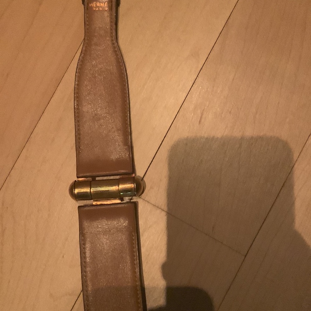 Hermes Brown Leather Belt with Gold Buckle - Picture 6 of 9